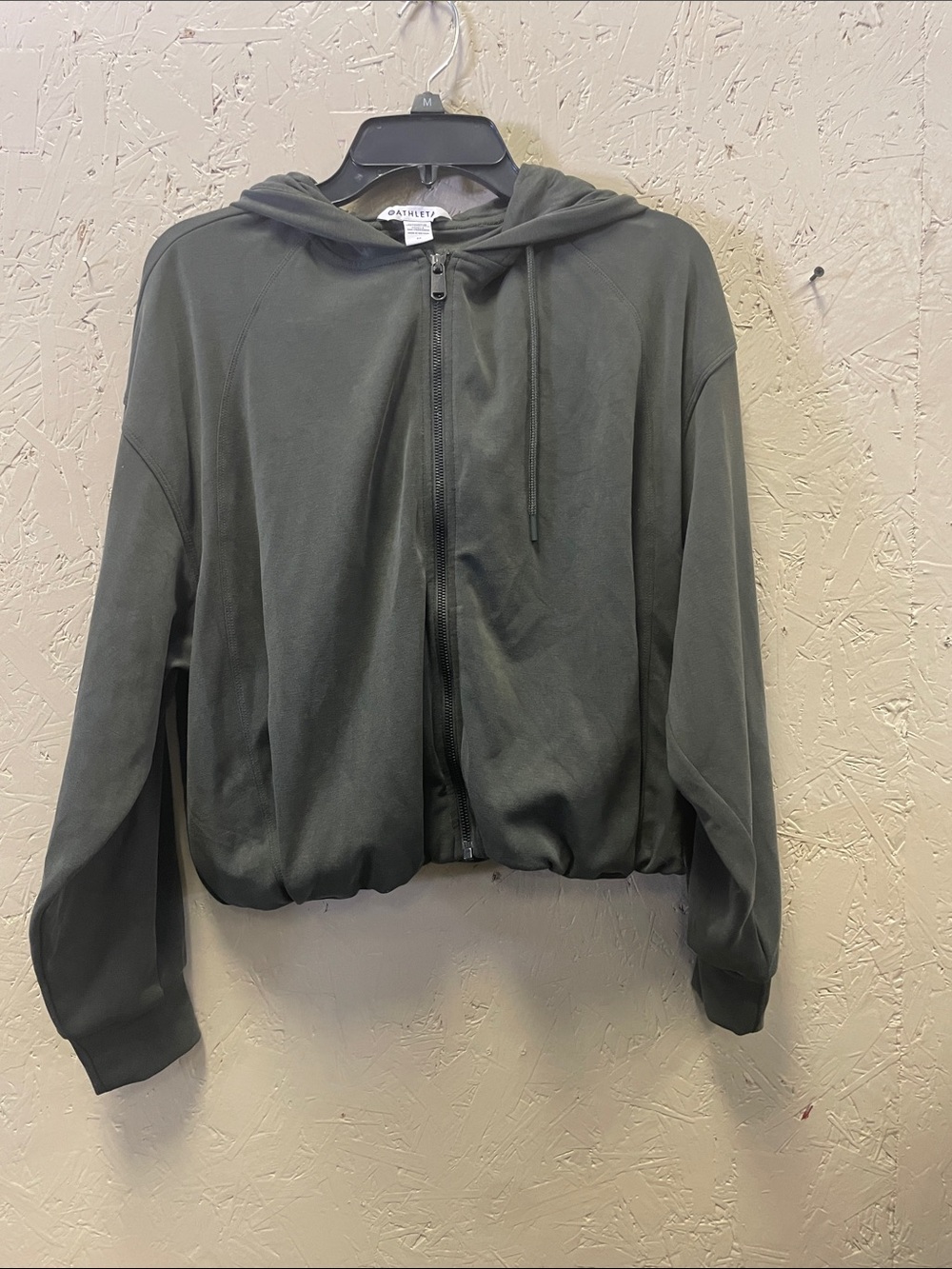 Athleta Olive Zip-Front Hoodie Jacket